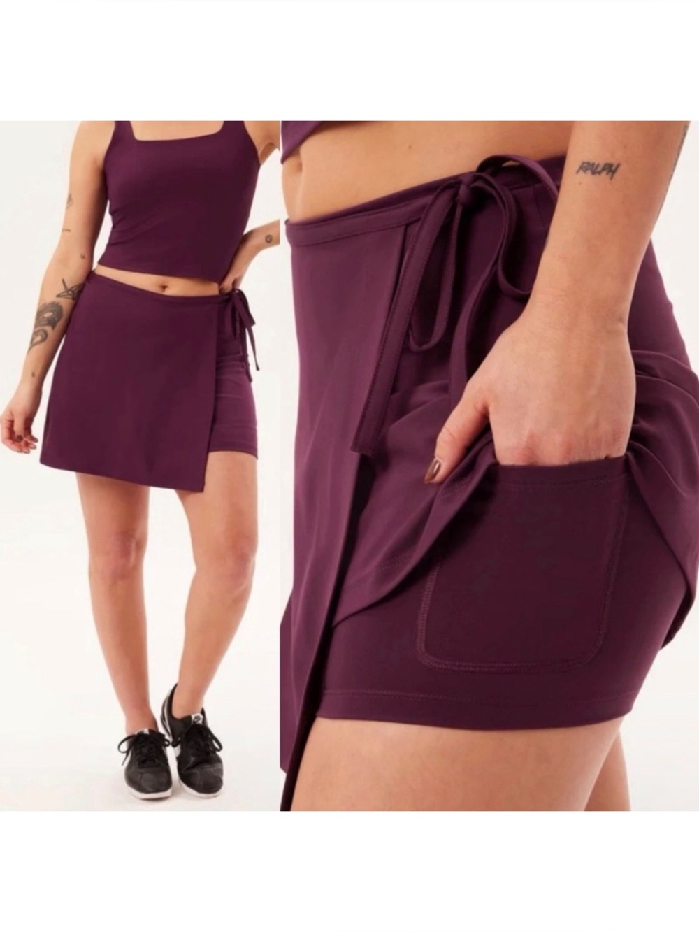 Girlfriend Collective Weekend Wrap Skort Shorts Skirt Purple Active Hiking Gym